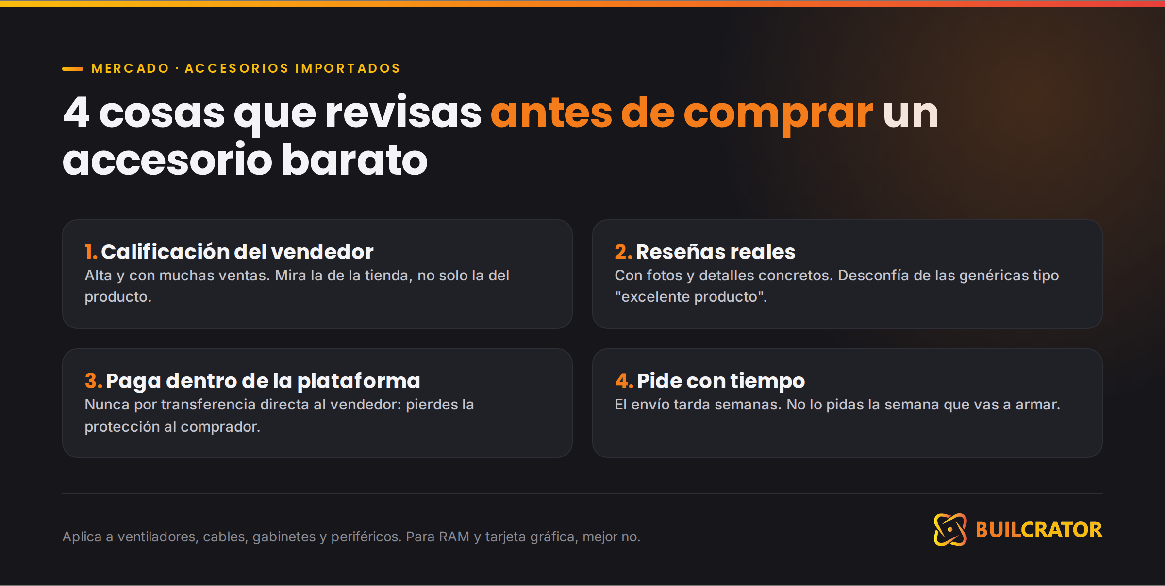 Qué revisar en un vendedor de AliExpress antes de comprar accesorios de PC