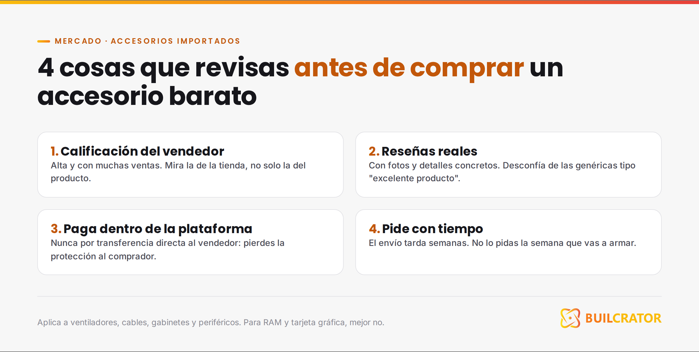 Qué revisar en un vendedor de AliExpress antes de comprar accesorios de PC